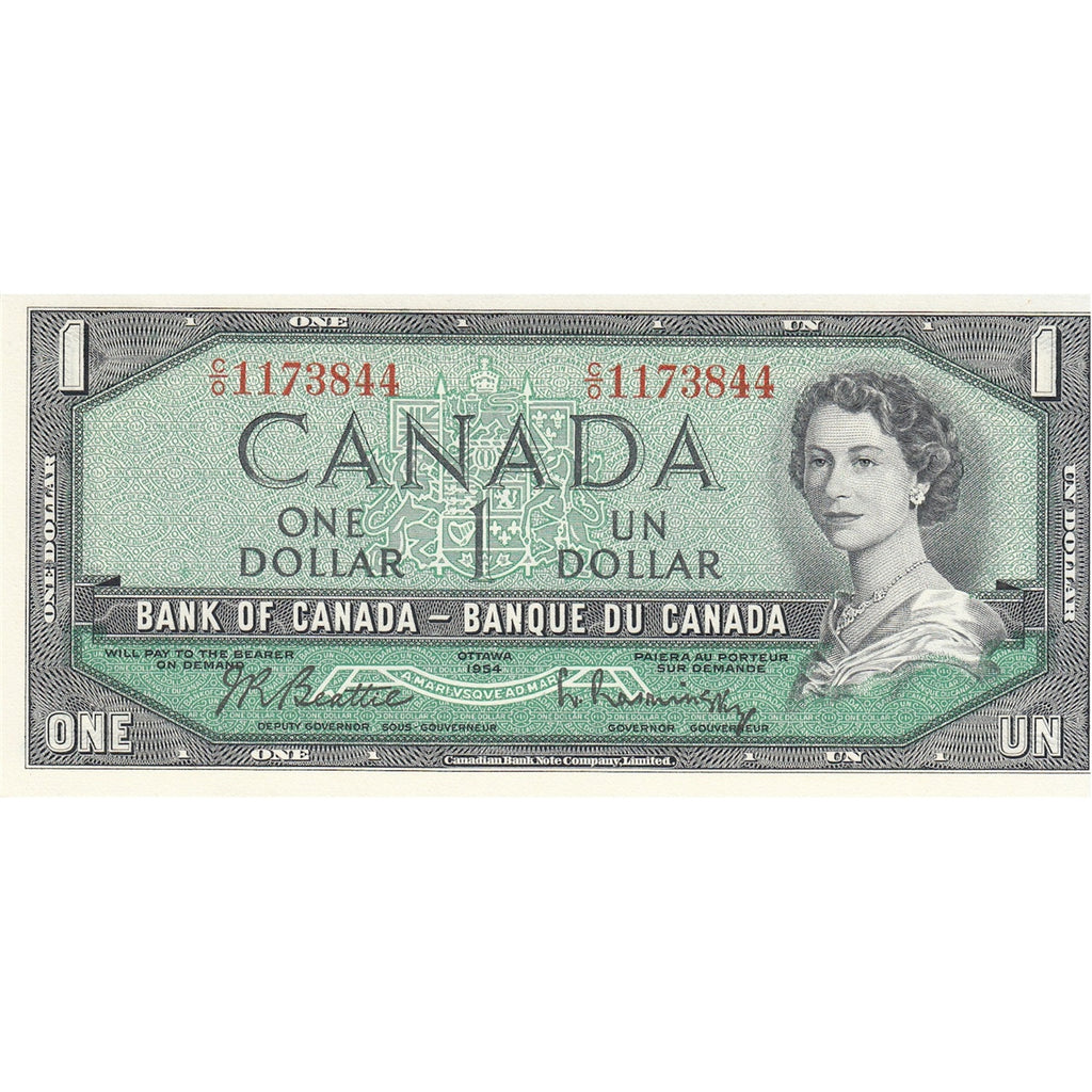 BC-37b 1954 Canada $1 Beattie-Rasminsky, C/O, Choice Uncirculated (CUNC63)