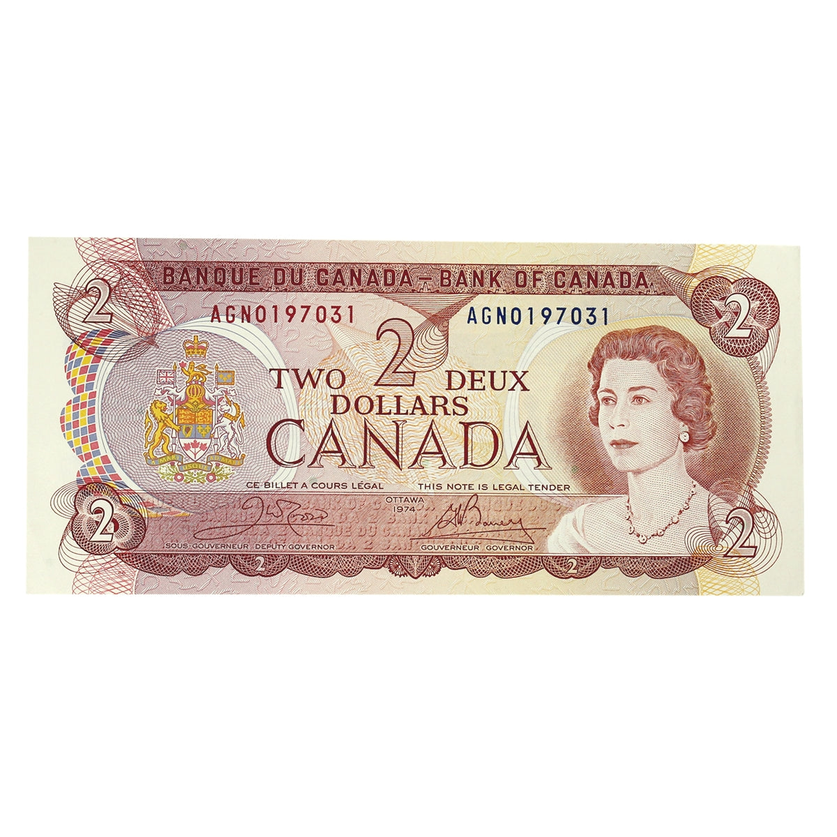 BC-47b 1974 Canada $2 Crow-Bouey, AGN, AU-UNC (AU55)