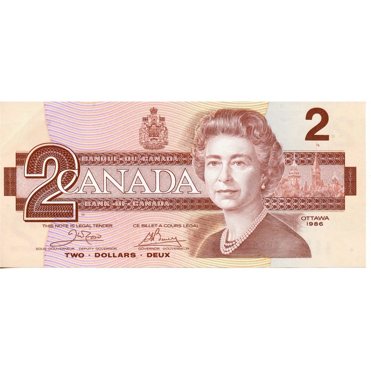 BC-55a 1986 Canada $2 Crow-Bouey, ARZ, AU-UNC (AU55)