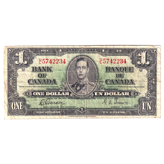 BC-21c 1937 Canada $1 Gordon-Towers, U/L, F-VF