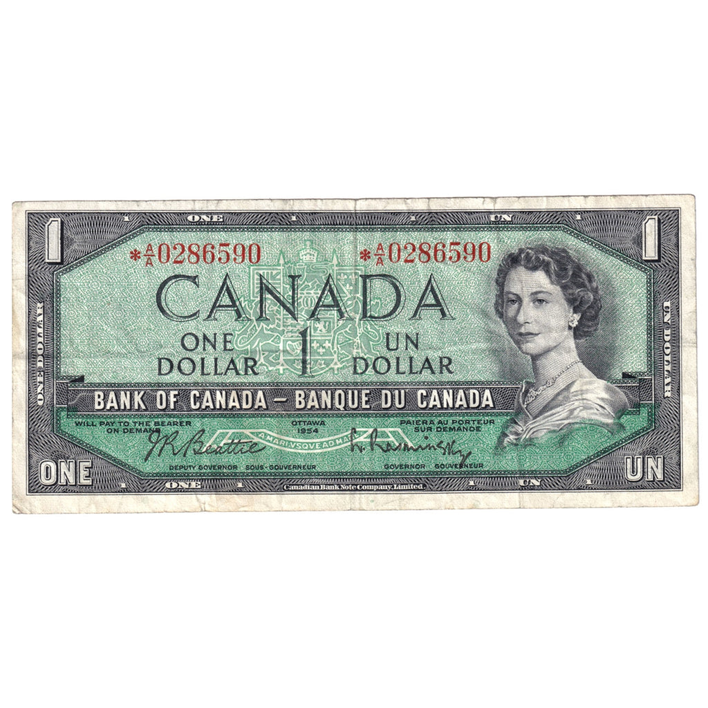 BC-37bA 1954 Canada $1 Beattie-Rasminsky, *A/A, Circ