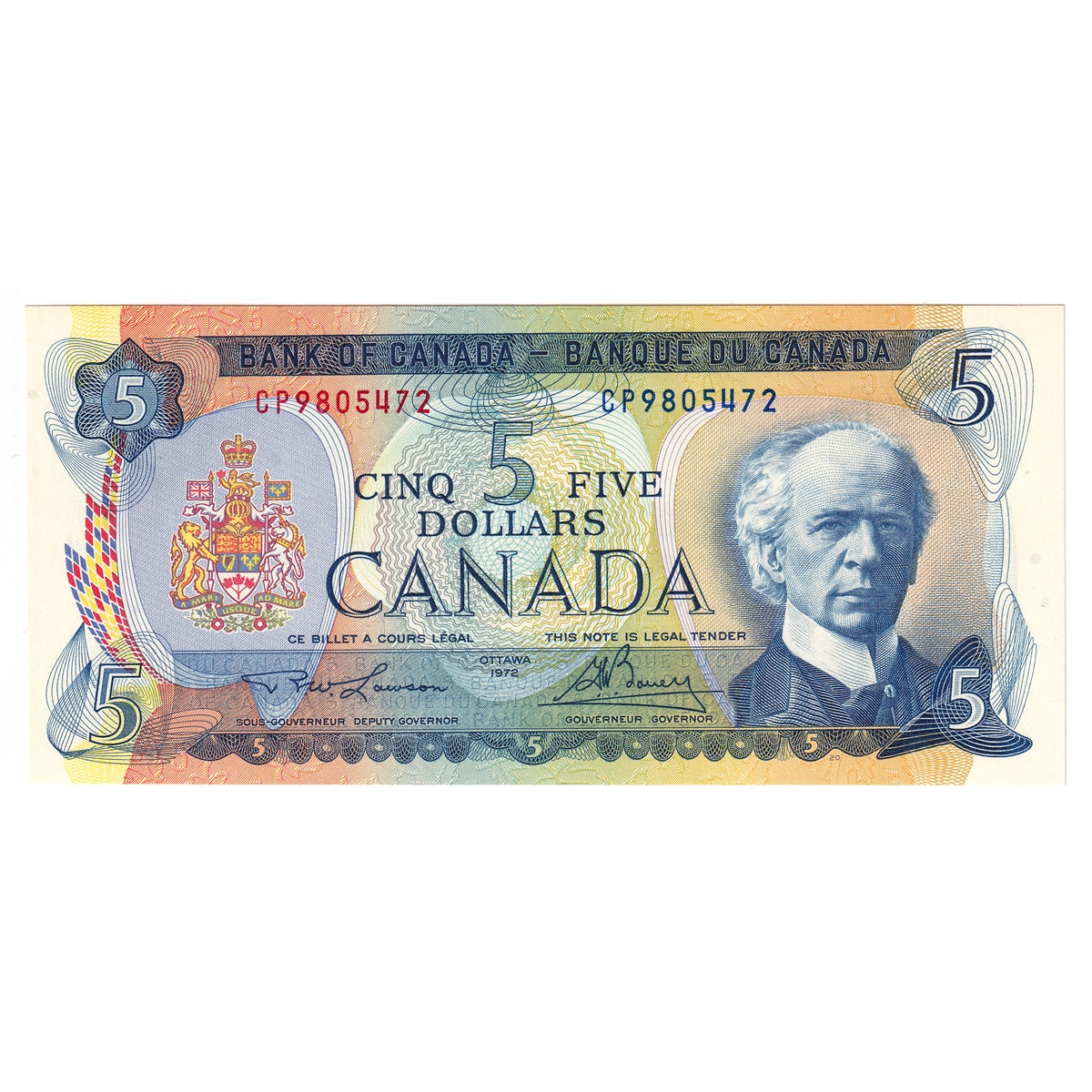 BC-48b 1972 Canada $5 Lawson-Bouey, CP, Uncirculated (MS60)