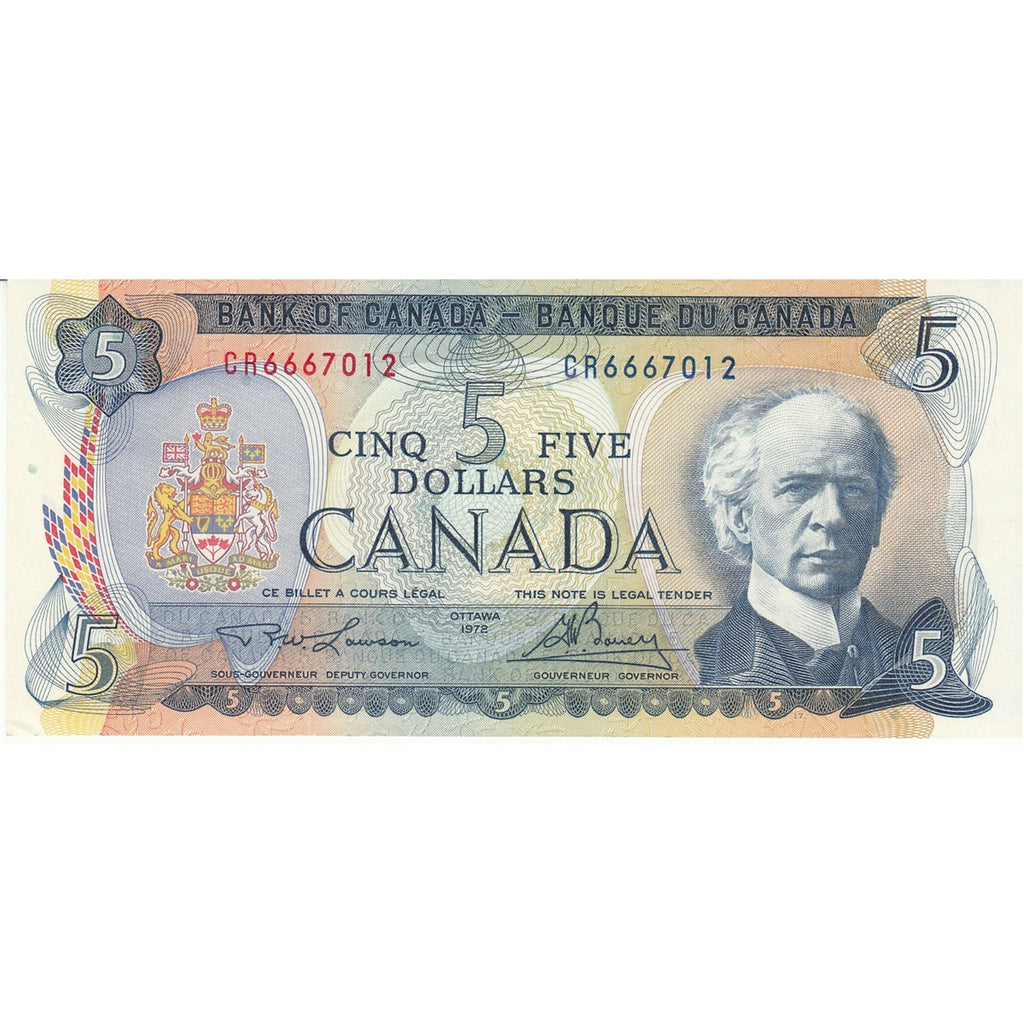 BC-48b 1972 Canada $5 Lawson-Bouey, CR, AU-UNC (AU55)