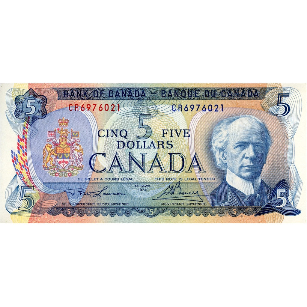 BC-48b 1972 Canada $5 Lawson-Bouey, CR, Choice Uncirculated (CUNC63)