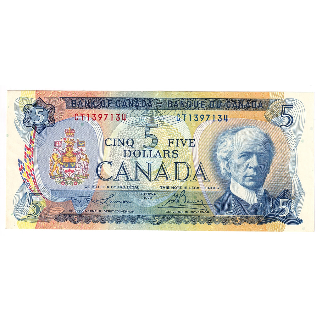 BC-48b 1972 Canada $5 Lawson-Bouey, CT, Almost Uncirculated (AU50)