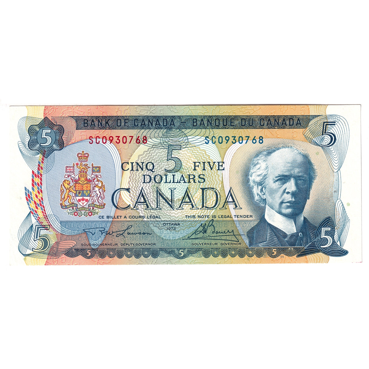 BC-48b 1972 Canada $5 Lawson-Bouey, SC, Almost Uncirculated (AU50)