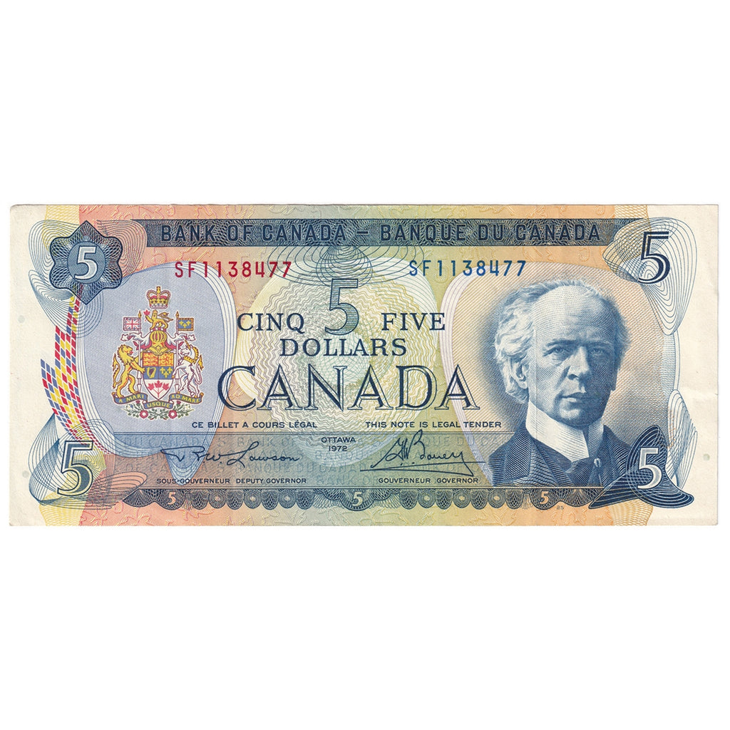 BC-48b 1972 Canada $5 Lawson-Bouey, SF, VF-EF (VF30)