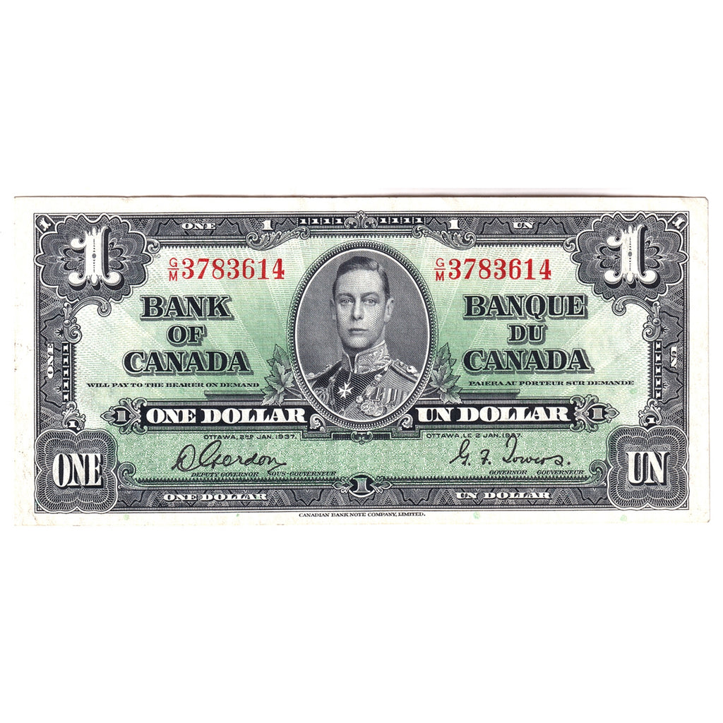 BC-21c 1937 Canada $1 Gordon-Towers, G/M, EF-AU (EF45)