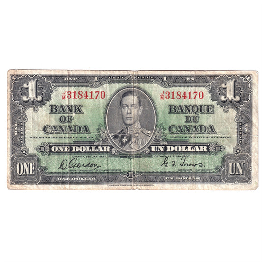 BC-21c 1937 Canada $1 Gordon-Towers, J/M, Circ