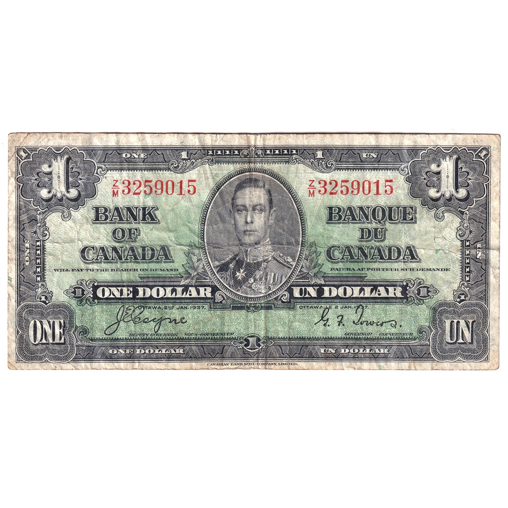 BC-21d 1937 Canada $1 Coyne-Towers, Z/M, F