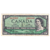 BC-37b-i 1954 Canada $1 Beattie-Rasminsky, H/M, Fine (F12)