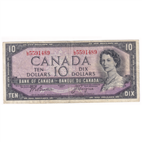 BC-40a 1954 Canada $10 Beattie-Coyne, L/D, F-VF (F15)