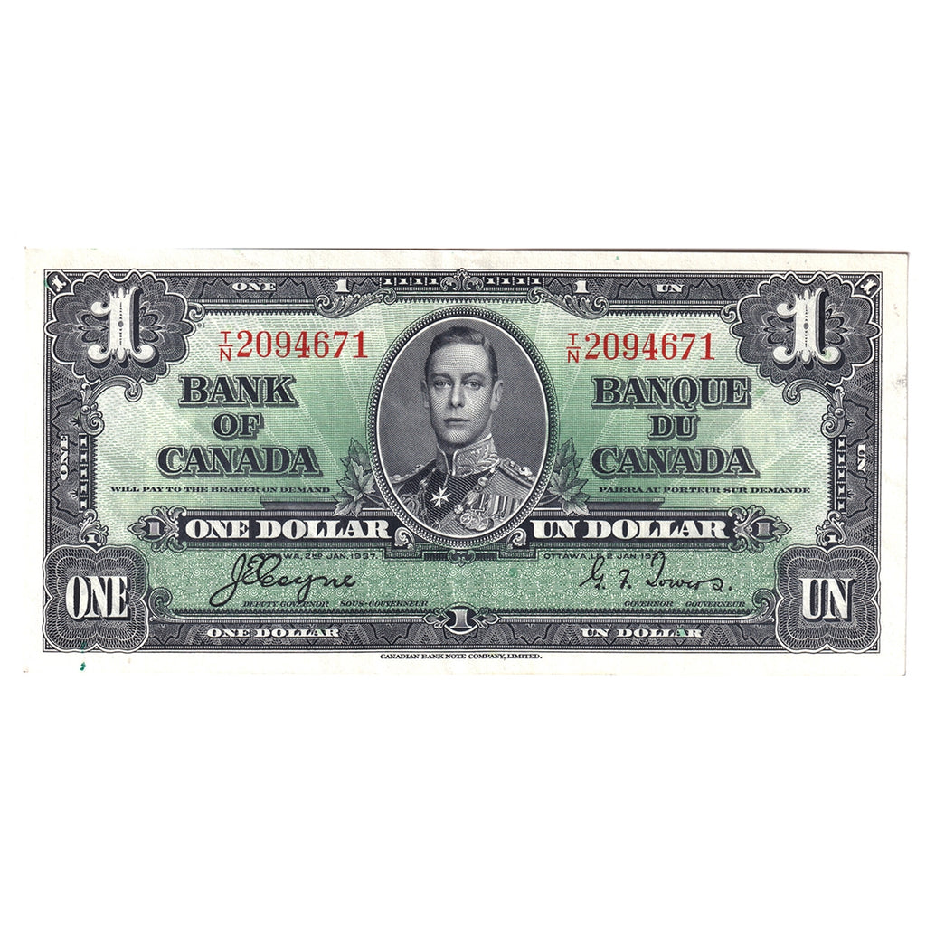BC-21d 1937 Canada $1 Coyne-Towers, T/N, AU
