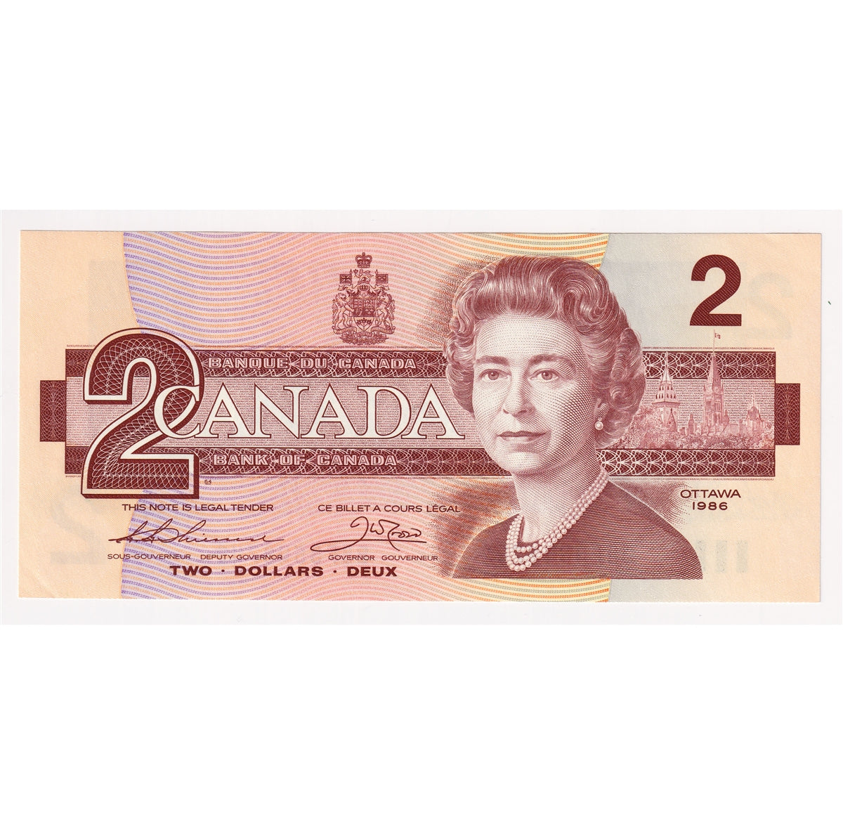 BC-55b 1986 Canada $2 Thiessen-Crow, BBF, Uncirculated (MS60)
