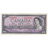 BC-40b 1954 Canada $10 Beattie-Rasminsky, M/T, F-VF (F15)
