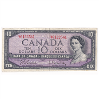 BC-40b 1954 Canada $10 Beattie-Rasminsky, M/T, F-VF (F15)