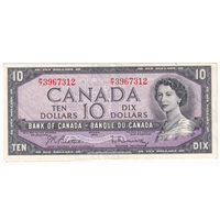 BC-40b 1954 Canada $10 Beattie-Rasminsky, P/T, AU-UNC (AU55)