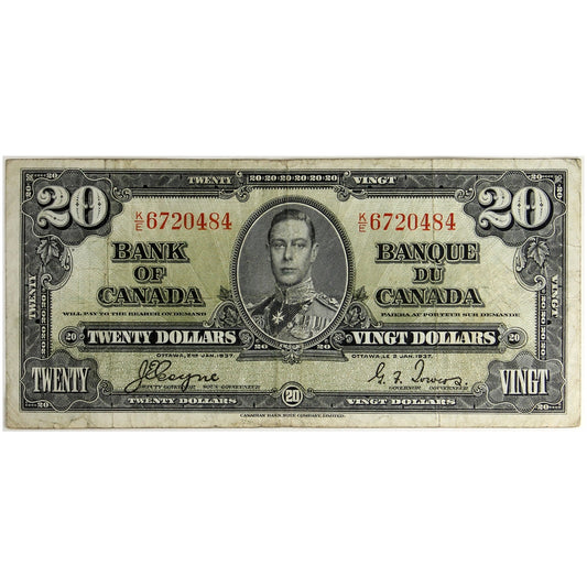 BC-25c 1937 Canada $20 Coyne-Towers, K/E, VG-F
