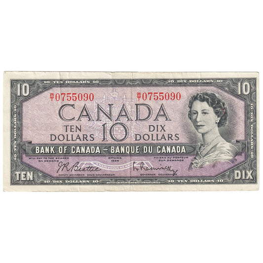 BC-40b 1954 Canada $10 Beattie-Rasminsky, W/T, Very Fine (VF20)