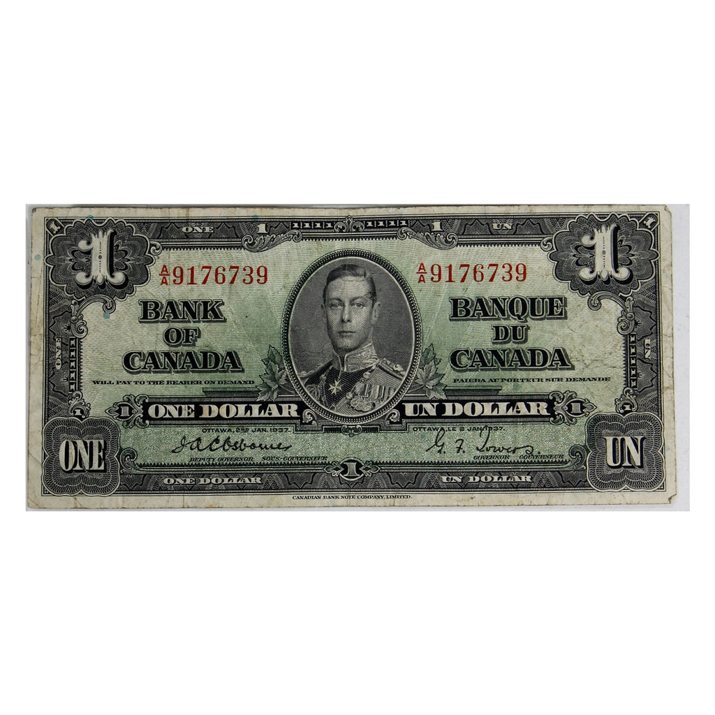 BC-21a 1937 Canada $1 Osborne-Towers, A/A, Fine (F12)