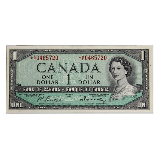 BC-37bA-i 1954 Canada $1 Beattie-Rasminsky, *A/F, VF-EF