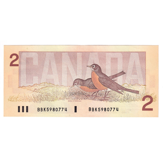 BC-55b 1986 Canada $2 Thiessen-Crow, BBK, Uncirculated (UNC60)