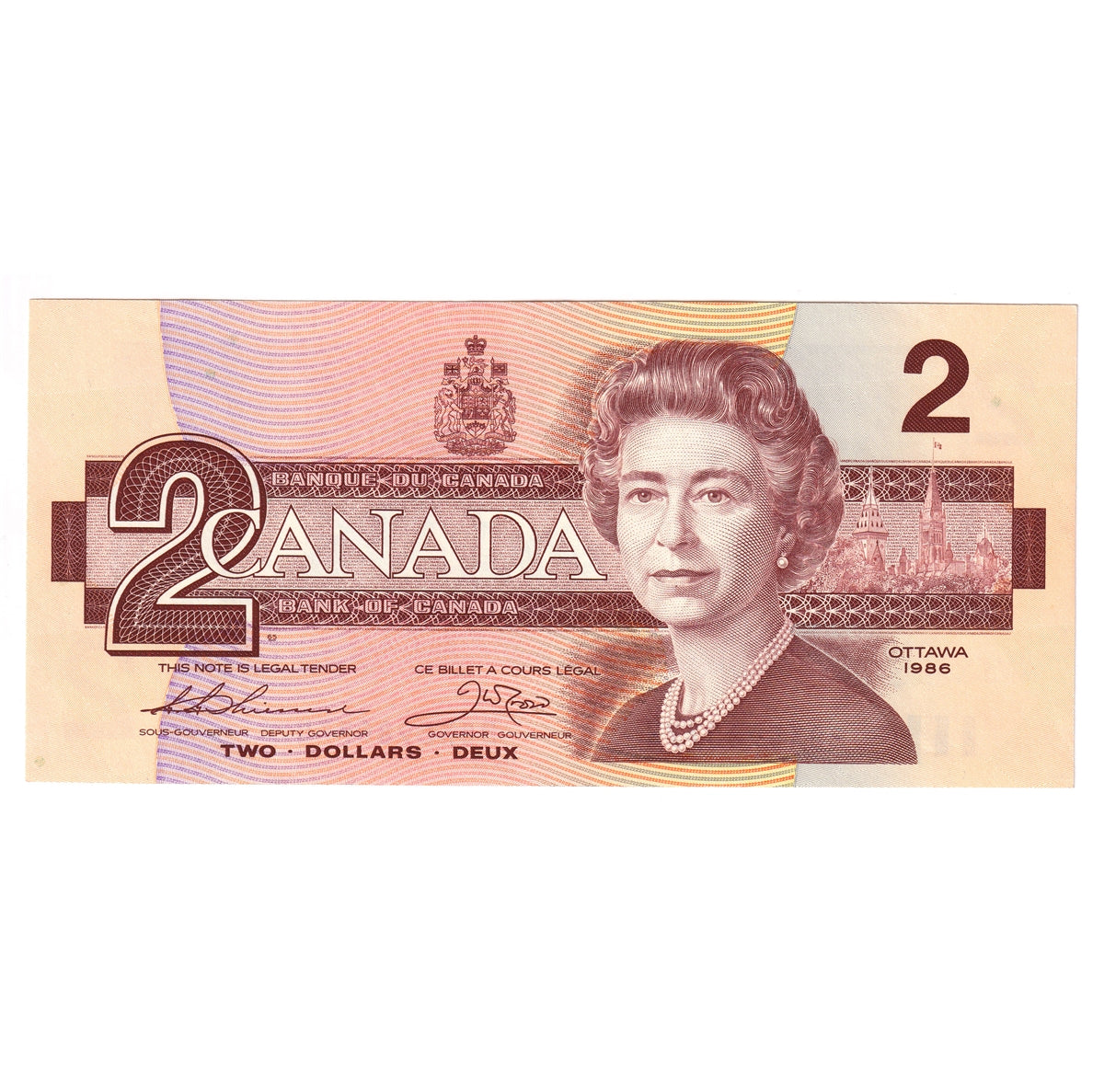 BC-55b 1986 Canada $2 Thiessen-Crow, BBK, Uncirculated (MS60)