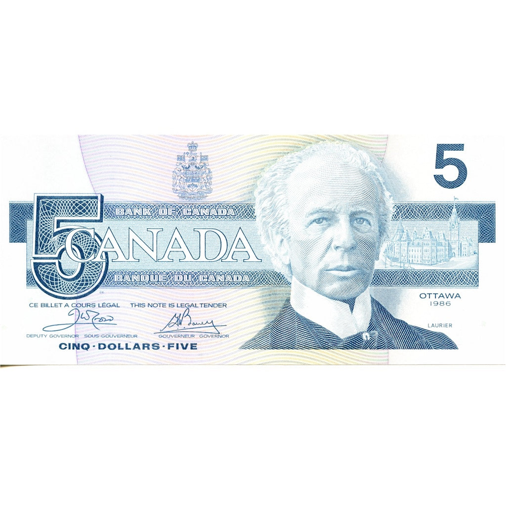 BC-56a 1986 Canada $5 Crow-Bouey, ENB, Circ