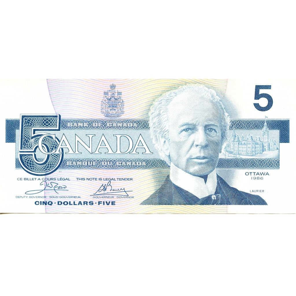 BC-56a 1986 Canada $5 Crow-Bouey, END, circ
