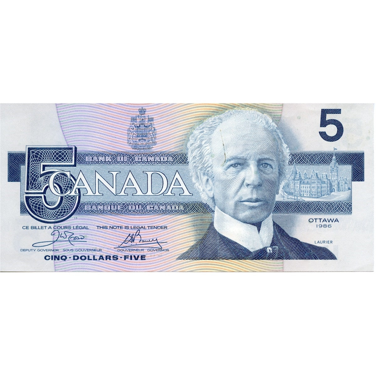BC-56a 1986 Canada $5 Crow-Bouey, ENJ, AU