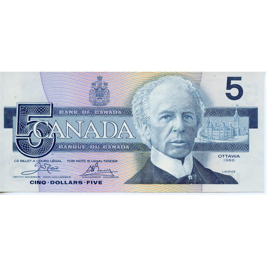 BC-56a 1986 Canada $5 Crow-Bouey, ENL, UNC