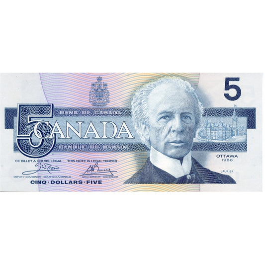 BC-56a 1986 Canada $5 Crow-Bouey, ENM, AU-UNC
