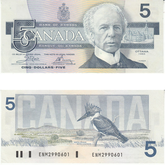 BC-56a 1986 Canada $5 Crow-Bouey, ENM, EF-AU