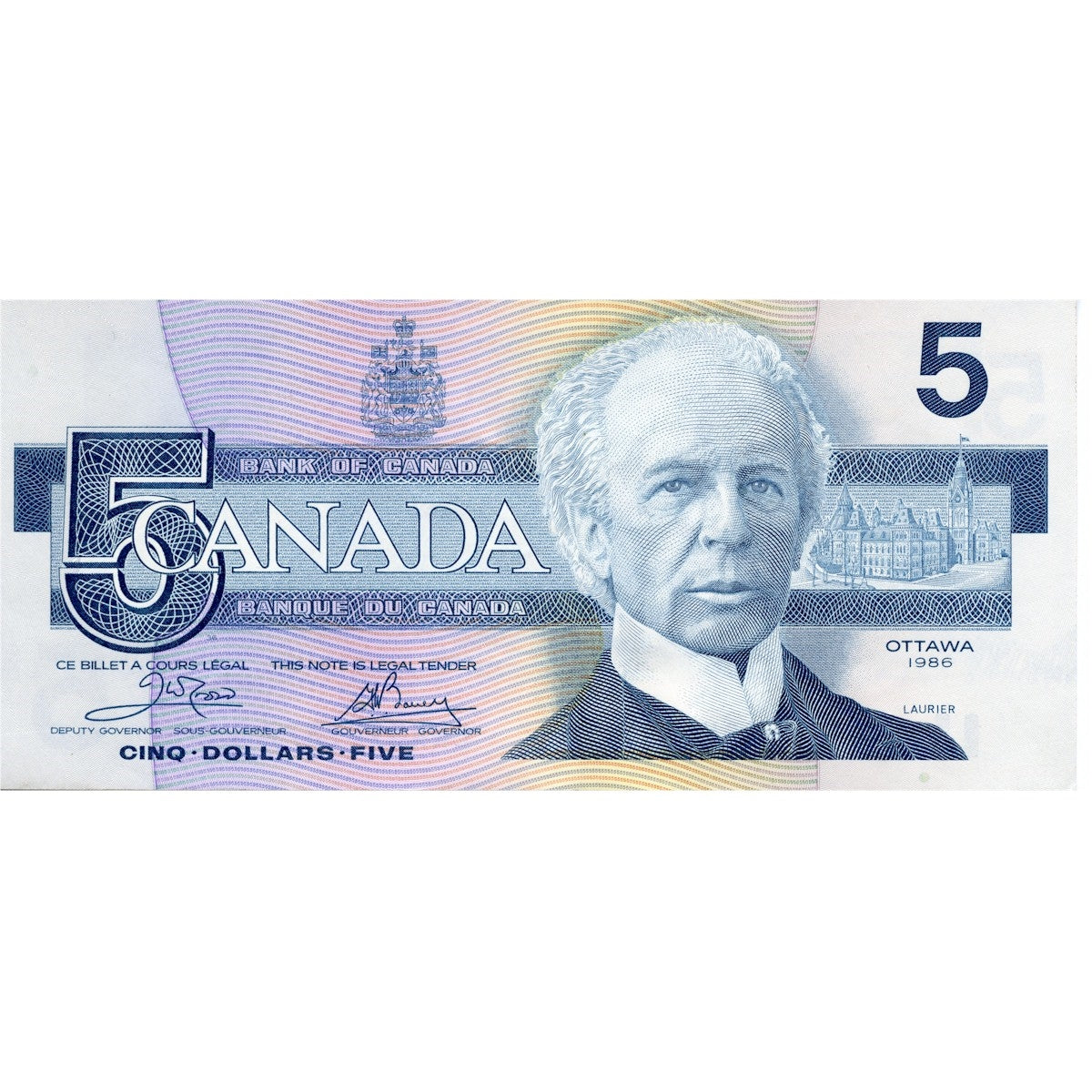 BC-56a 1986 Canada $5 Crow-Bouey, ENN, EF-AU (EF45)