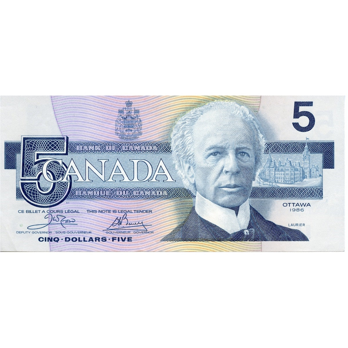 BC-56a 1986 Canada $5 Crow-Bouey, ENR, Circ