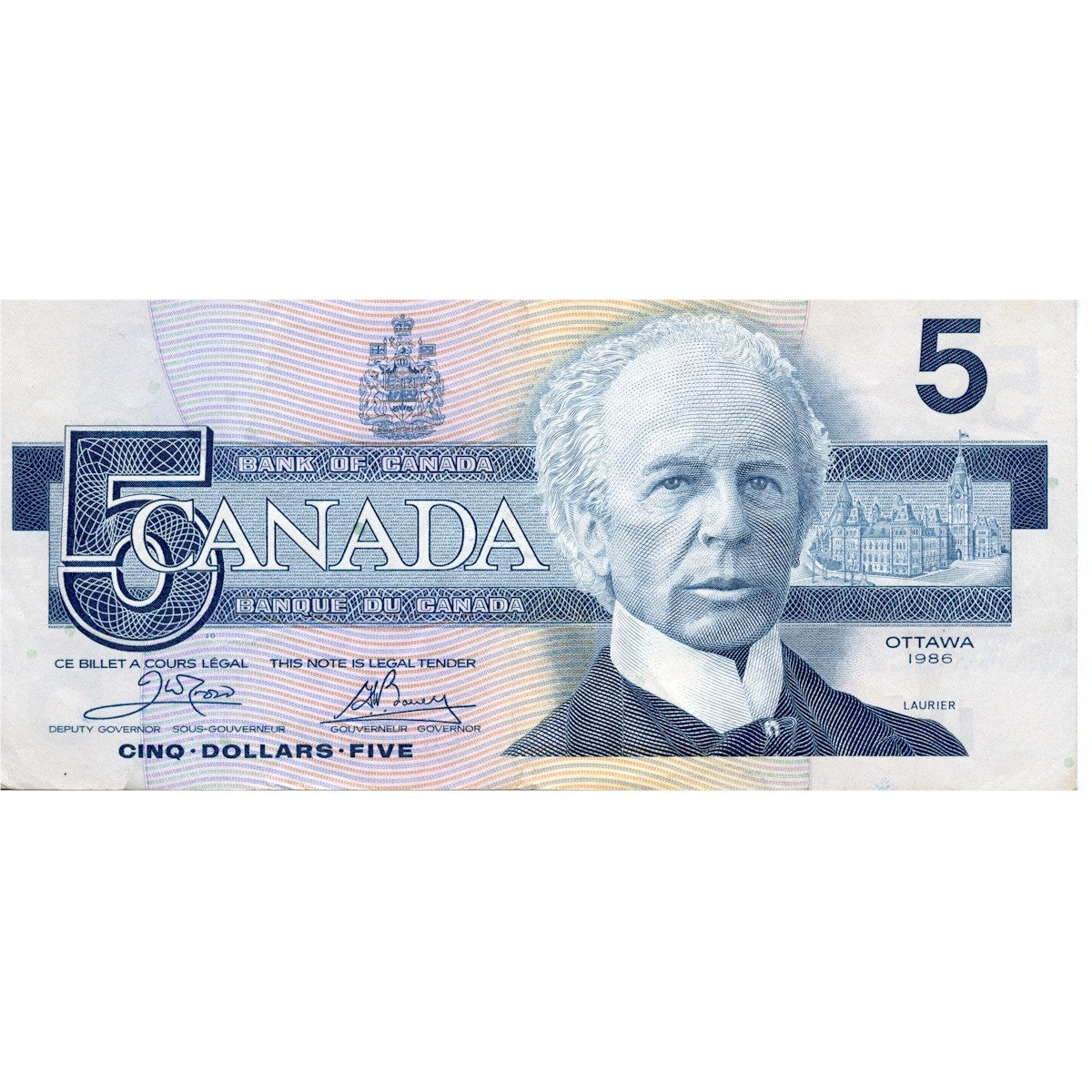 BC-56a 1986 Canada $5 Crow-Bouey, ENS, Circ