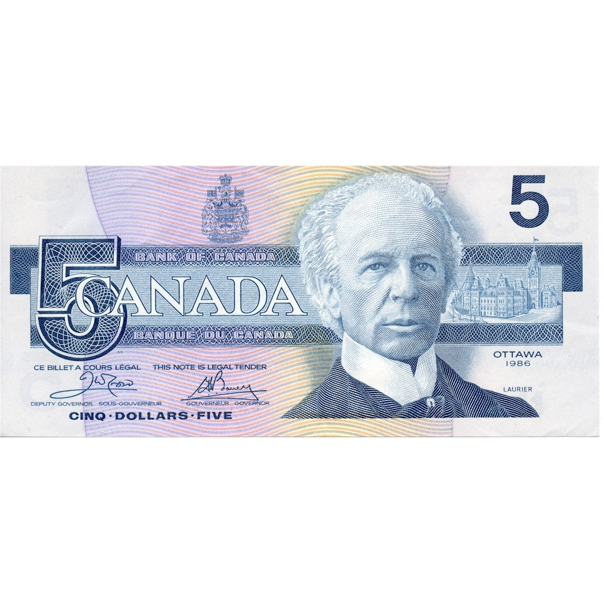 BC-56a 1986 Canada $5 Crow-Bouey, ENT, EF-AU (EF45)