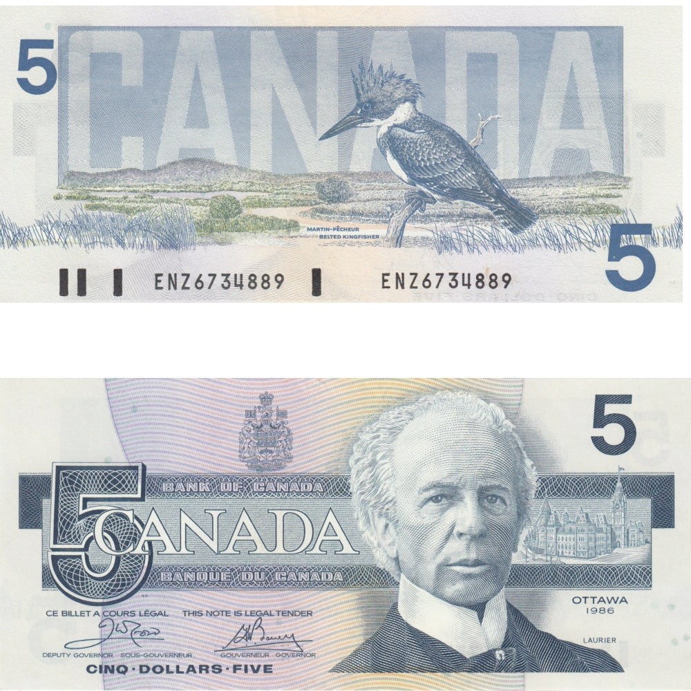 BC-56a 1986 Canada $5 Crow-Bouey, ENZ, Uncirculated (MS60)