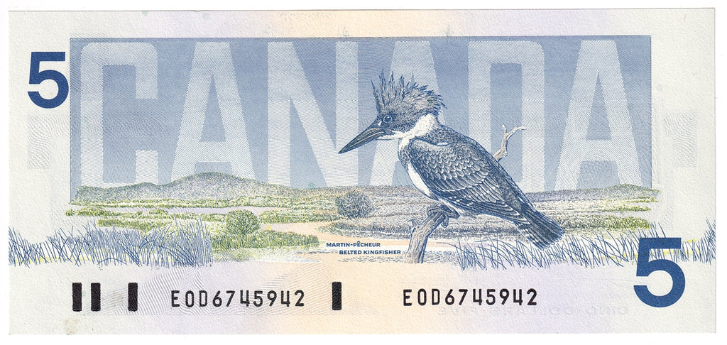 BC-56a 1986 Canada $5 Crow-Bouey, EOD, Choice Uncirculated (CUNC63)