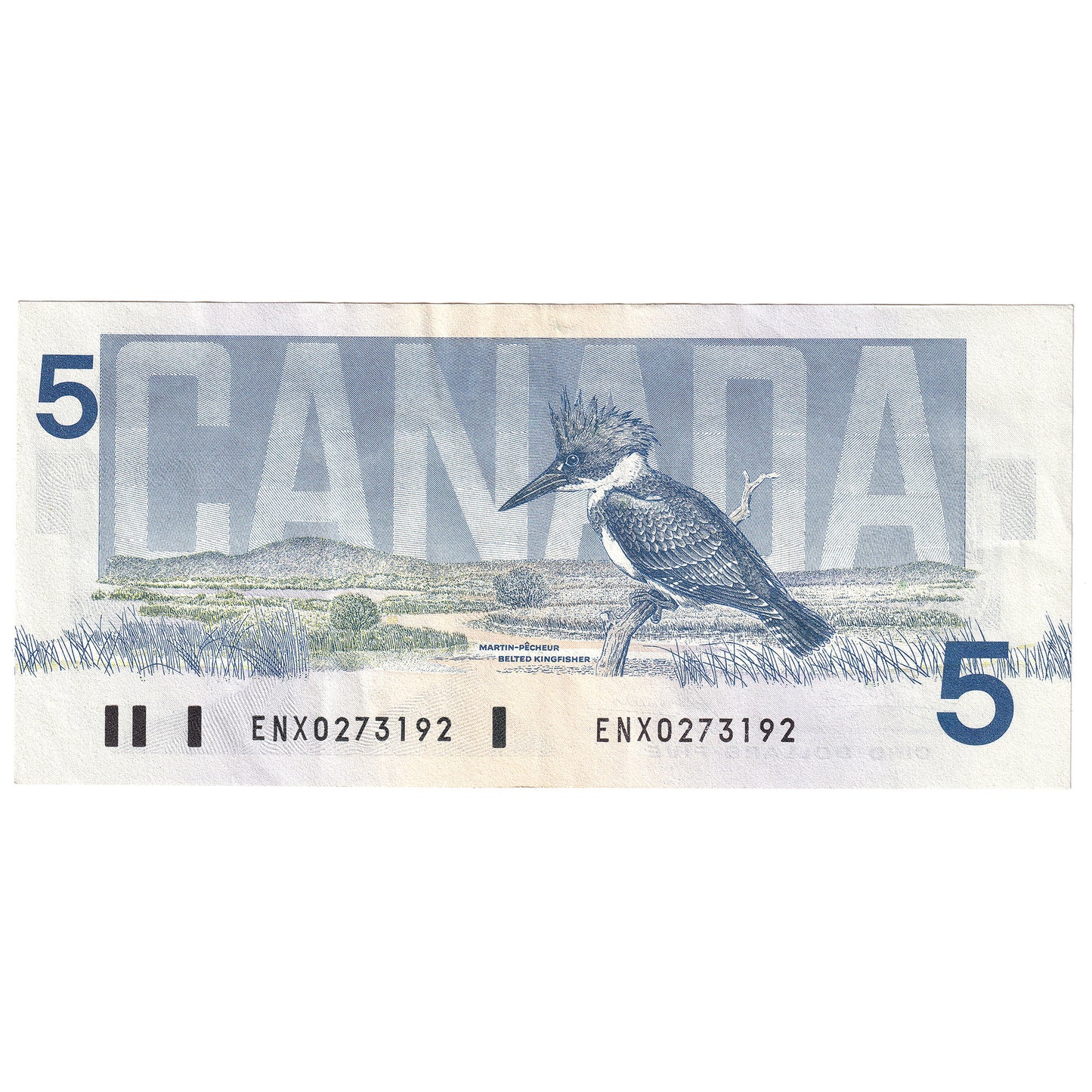 BC-56aA 1986 Canada $5 Crow-Bouey, ENX with Yellow Back Position Number, Extra Fine (EF40)