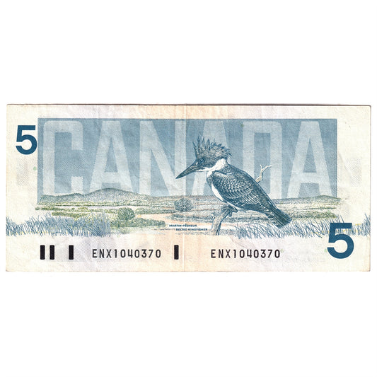 BC-56aA 1986 Canada $5 Crow-Bouey, ENX, Yellow Back Position Number, VF