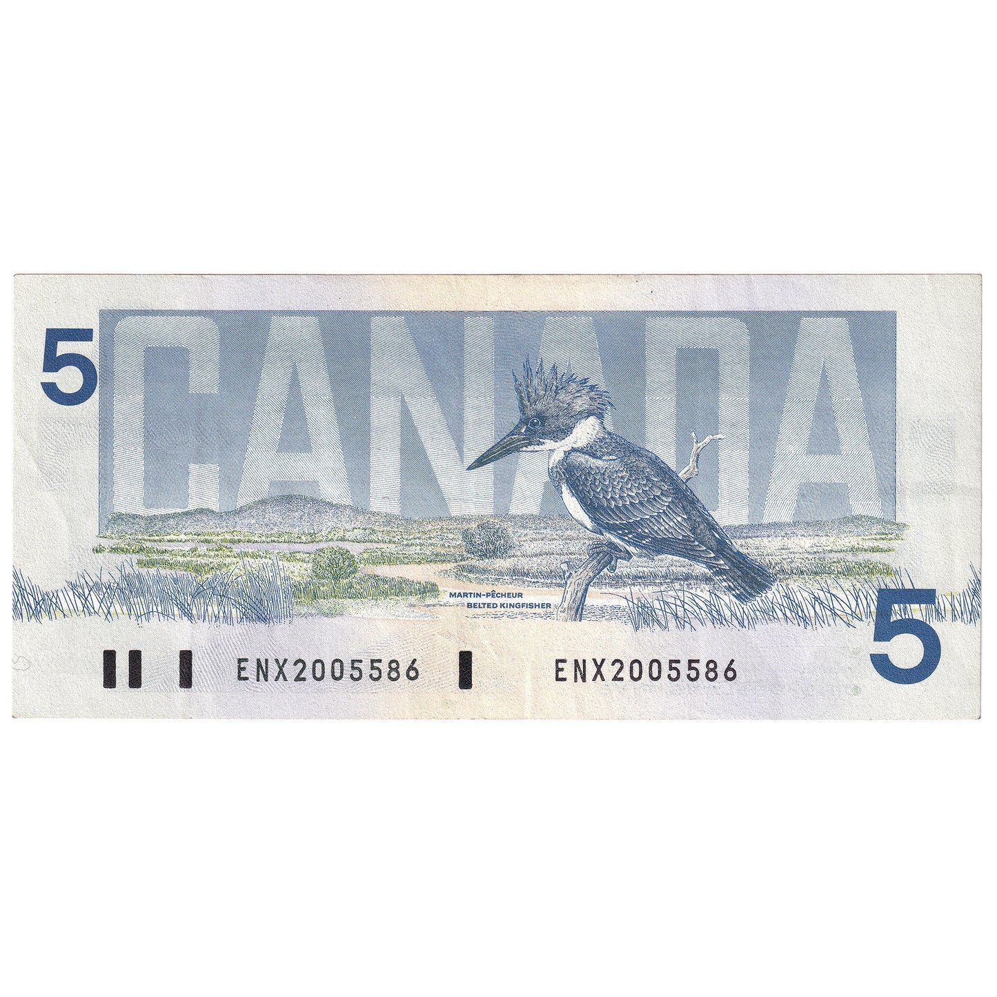 BC-56aA 1986 Canada $5 Crow-Bouey, ENX, Yellow Back Position Number, VF-EF (VF30)