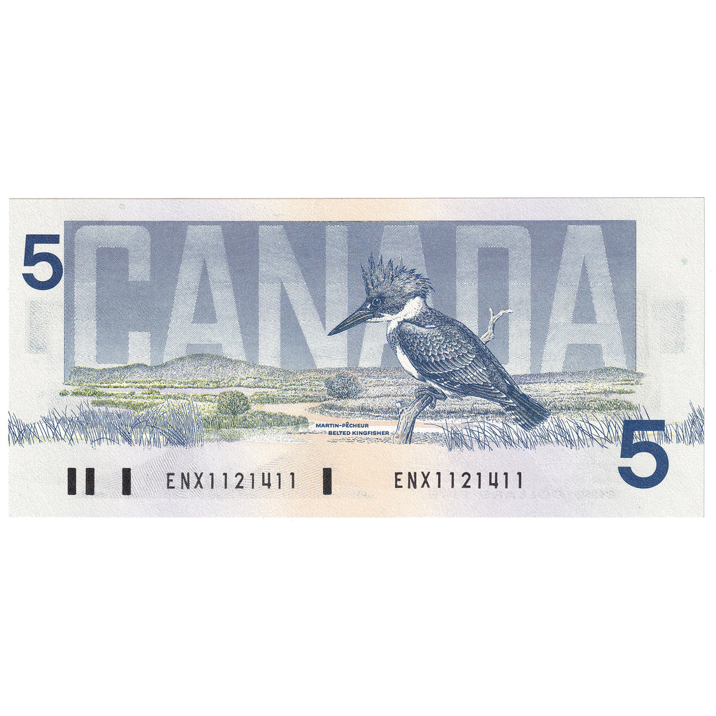 BC-56aA 1986 Canada $5 Crow-Bouey, ENX, Yellow BPN, Choice Uncirculated (CUNC63)