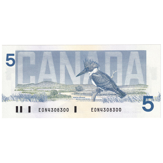 BC-56a-i 1986 Canada $5 Crow-Bouey, EON, Choice Uncirculated (CUNC63)