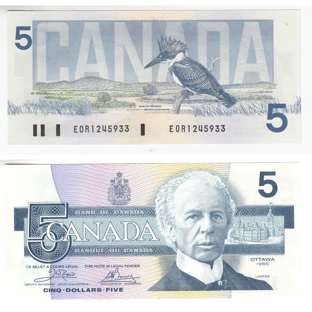 BC-56a-i 1986 Canada $5 Crow-Bouey, EOR, Uncirculated (MS60)