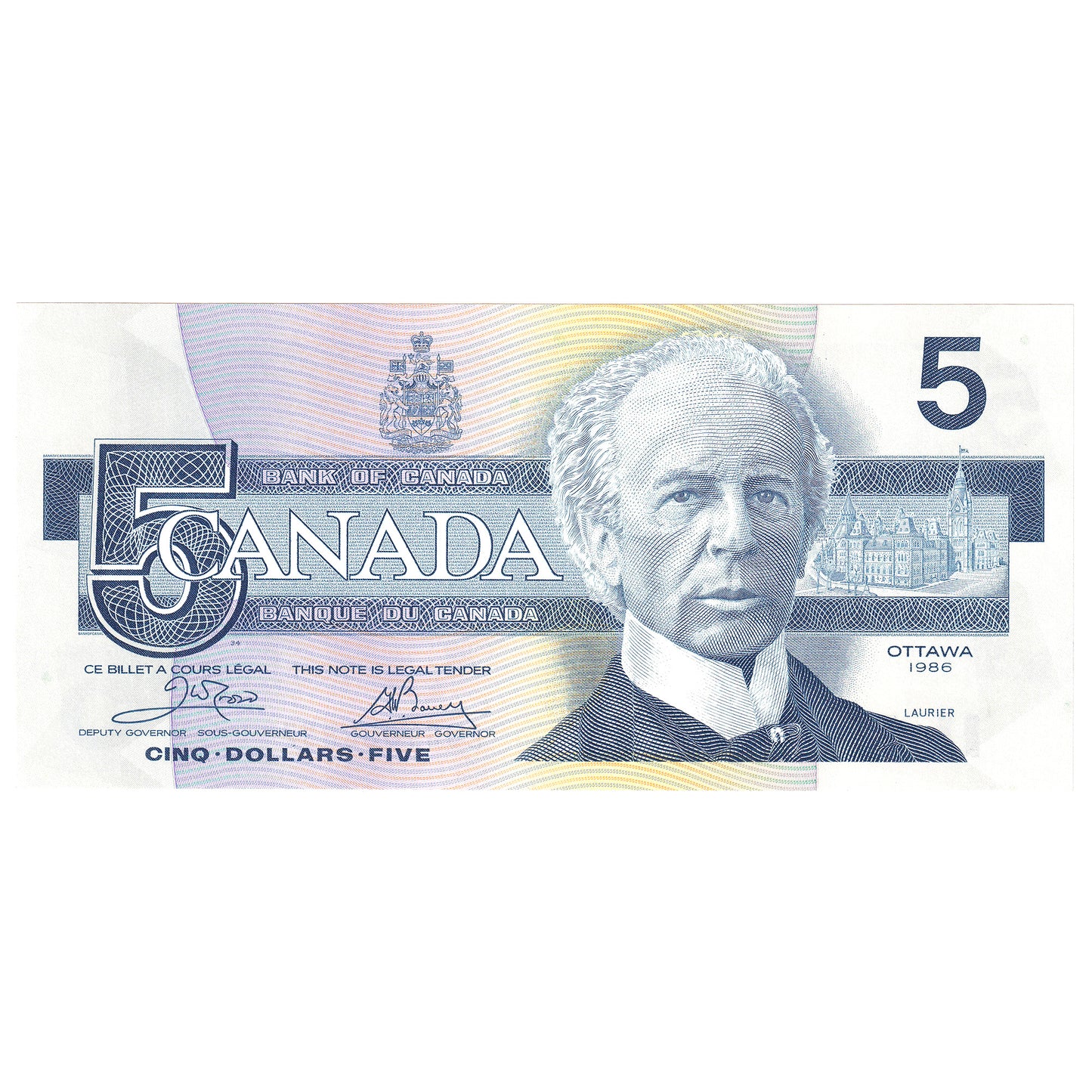 BC-56a-i 1986 Canada $5 Crow-Bouey, EOS, Choice Uncirculated (CUNC63)