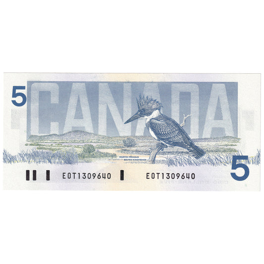 BC-56a-i 1986 Canada $5 Crow-Bouey, EOT, Choice Uncirculated (CUNC63)
