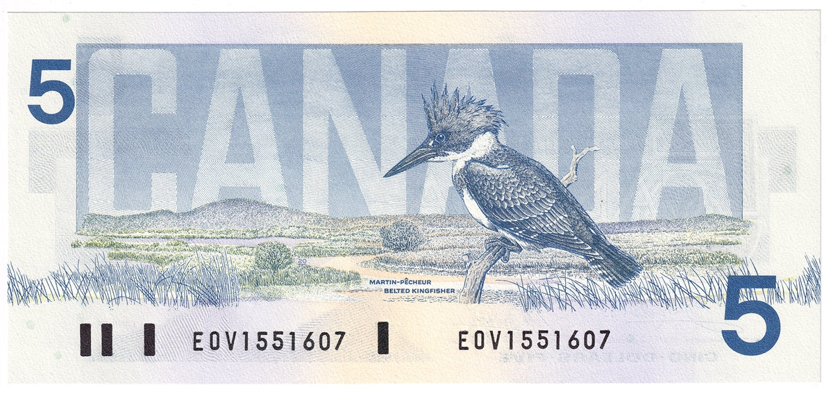 BC-56a-i 1986 Canada $5 Crow-Bouey, EOV, Choice Uncirculated (CUNC63)