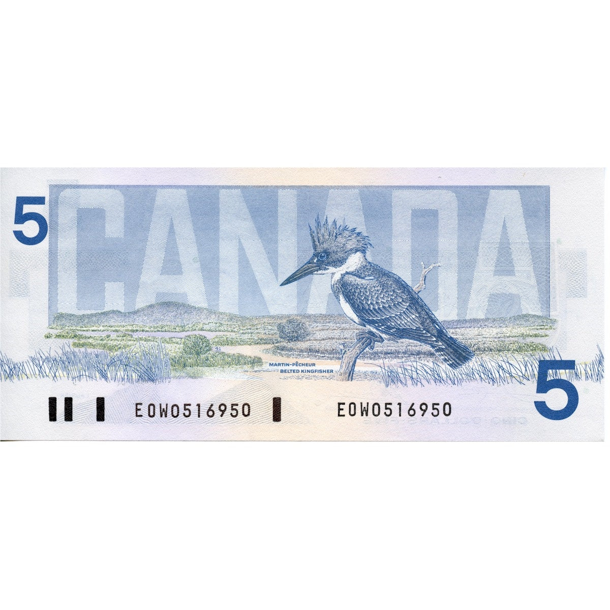 BC-56a-i 1986 Canada $5 Crow-Bouey, EOW, Almost Uncirculated (AU50)