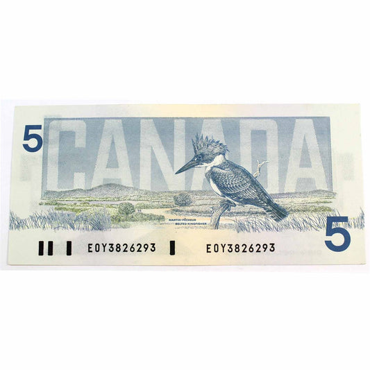 BC-56a-i 1986 Canada $5 Crow-Bouey, EOY, Almost Uncirculated (AU50)
